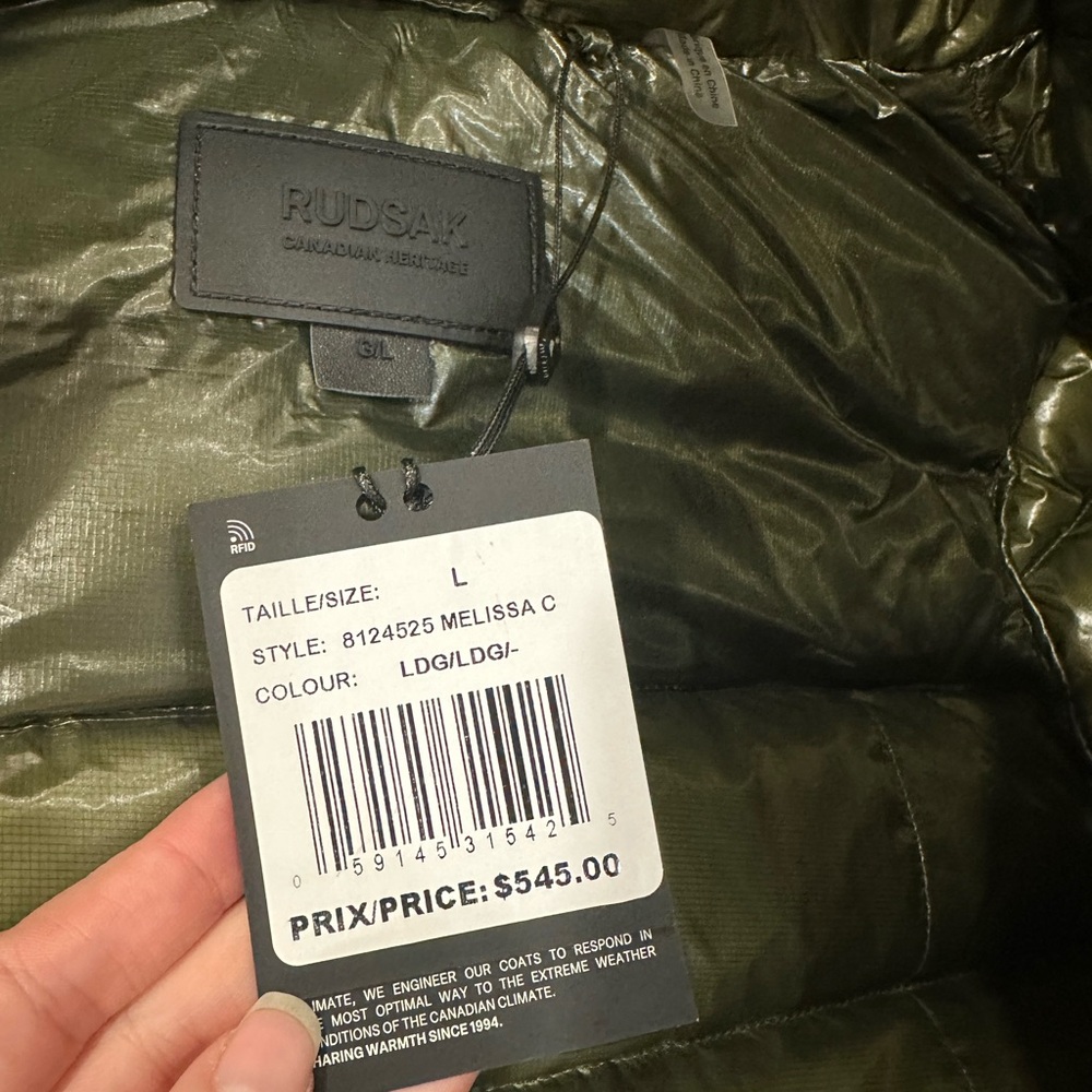 RUDSAK Melissa Metallic Green Puffer Down Jacket Winter Coat Olive Large - Picture 6 of 11